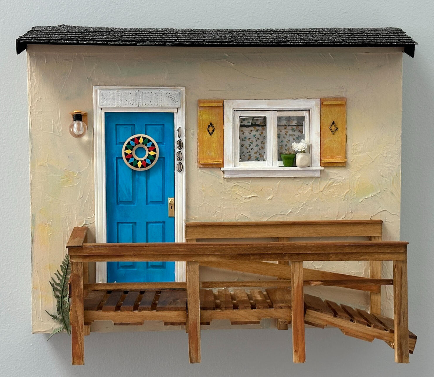 House with blue door, 11" x 14" x 1.75"