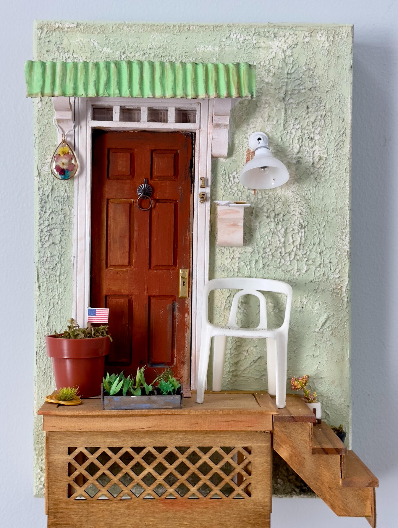 Green Rowhome, 8" x 10" x 1.75"